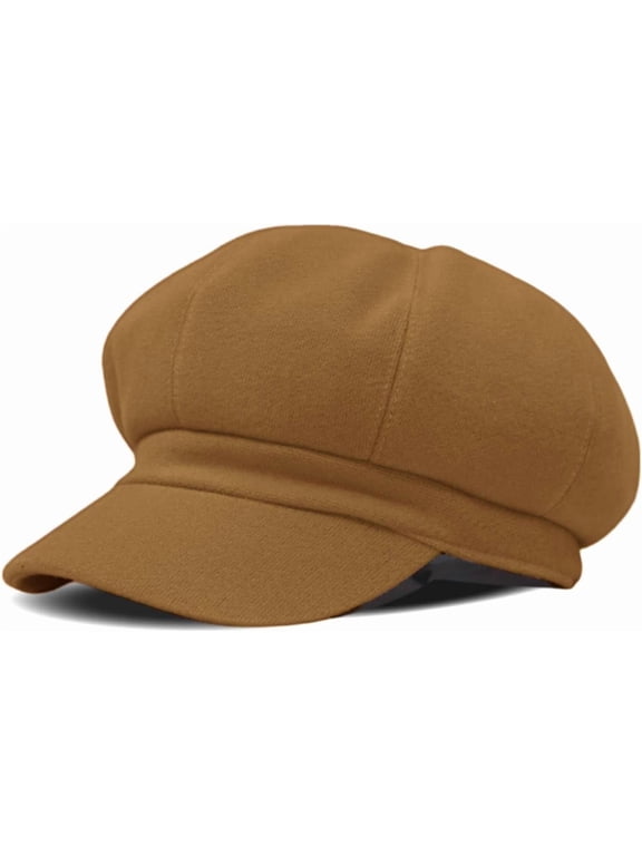 Women's Vintage 8-Panel Newsboy Cap, Comfort Fit,Camle