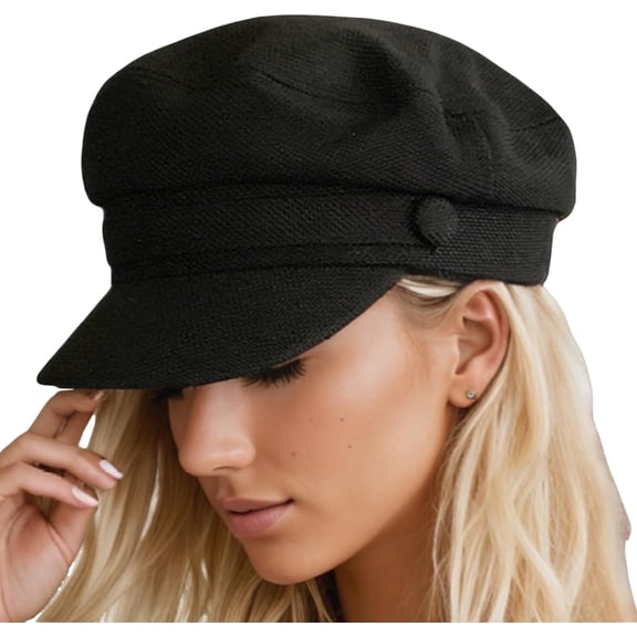DOVACKA Newsboy Hats for Women, Fashion Newsboy Cap Bakerboy Cabbie Gatsby Pageboy Visor Beret Hat。 Black