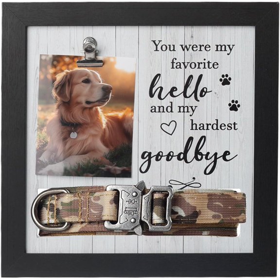 DOVACKA Pet Memorial Picture Frame with Collar Holder, Dog Cat Loss Remembrance Keepsake Frame, Sympathy Memory Gift for Pet Owners, Tabletop & WallMount Display