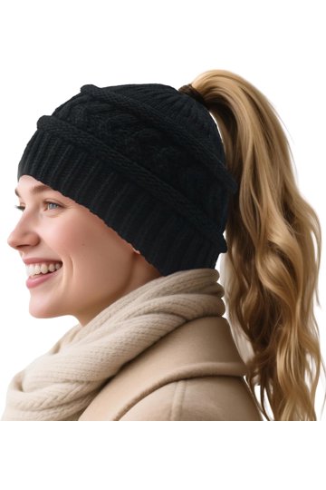 WINTER SALE! KALAVELLA BLACK MESSY BUN BEANIE Amazon.com: Bocianelli Womens High Messy Bun Beanie Hat with  main image 4