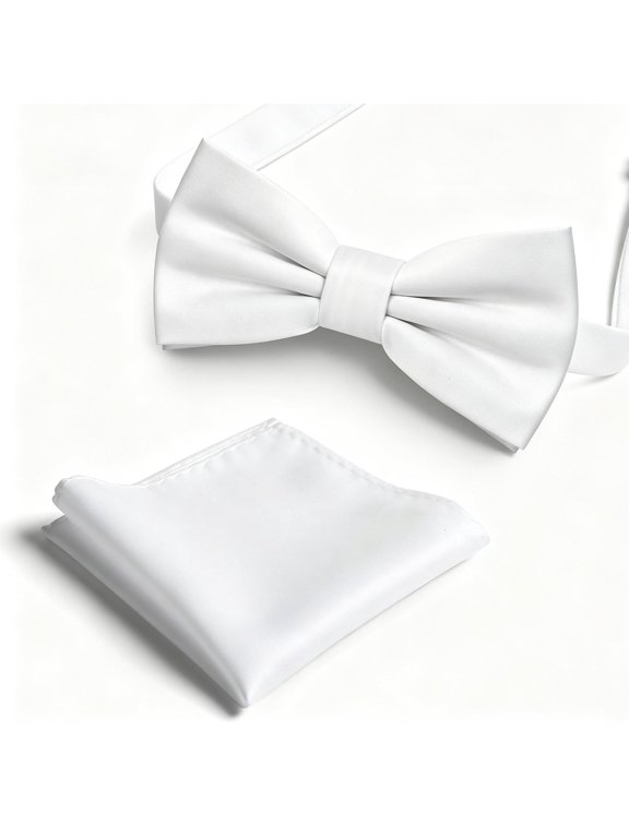 Pre-Tied Bow Tie & Pocket Square Set, Men's Formal Neckwear