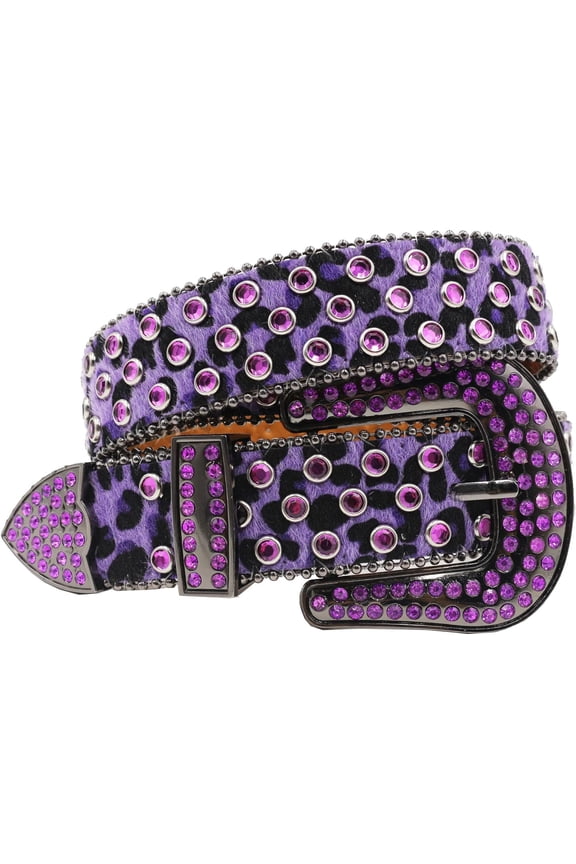 Rhinestone Belt Leopard Print Bling Belts For Women Luxury BB Y2K Cowgirl Belts for Jeans, Festival Gifts Belt
