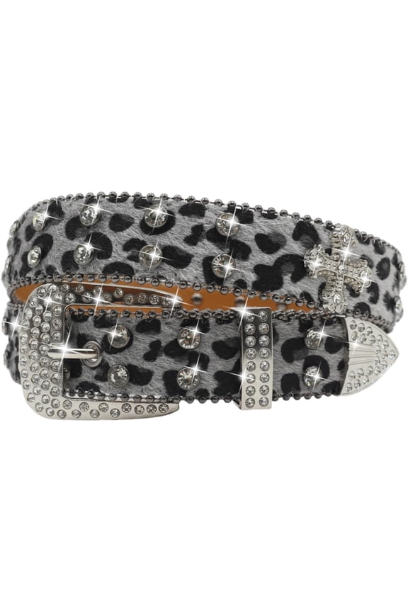 Rhinestone Cross Belt Men Women Cross Leopard Belt Punk Studded Cross Belts Western Cowgirl BB Belts Y2k