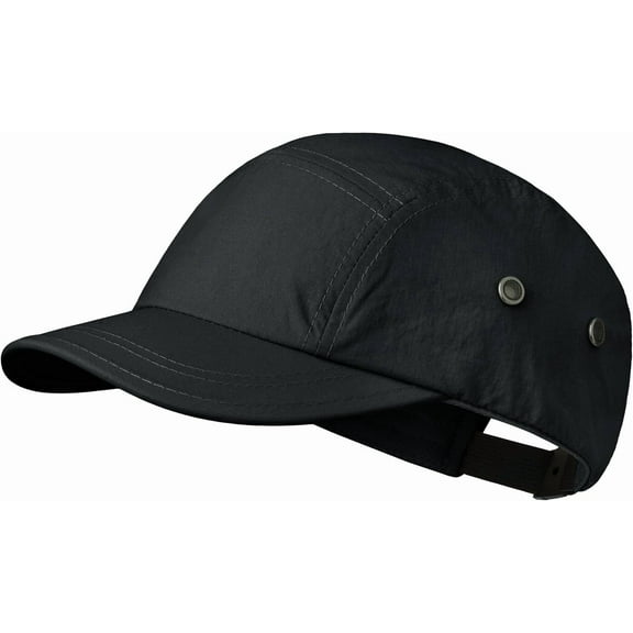 DOVACKA Short Brim 5 Panel Hat Quick Drying Baseball Cap for Men Women Lightweight Breathable Sports Hat Solid Color Dad Hat。Black