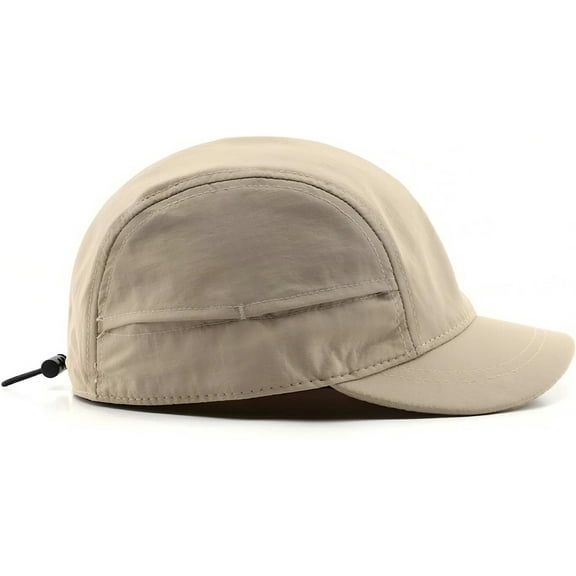 DOVACKA Short Brim Quick-Dry Lightweight Breathable Polyester Baseball Cap Adjustable Drawstring Dad Hat Outdoor Men Women，Khaki