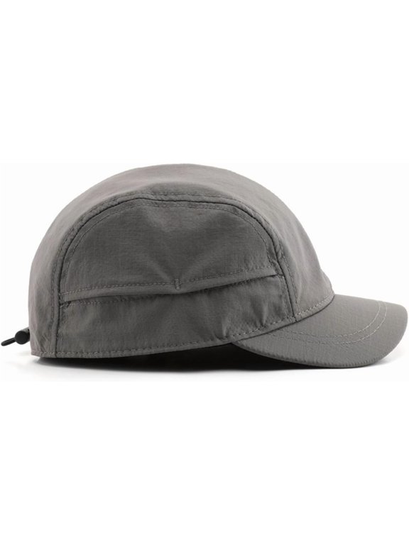Short Brim Quick-Dry Lightweight Breathable Polyester Baseball Cap Adjustable Drawstring Dad Hat Outdoor Men Women,Grey