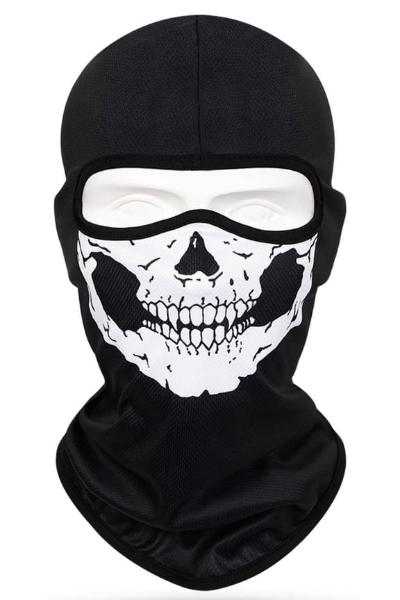 Skull Print Breathable Cooling Neck Gaiter Balaclava, UV Protection Face Mask for Men Women Motorcycle Riding Fishing Cycling