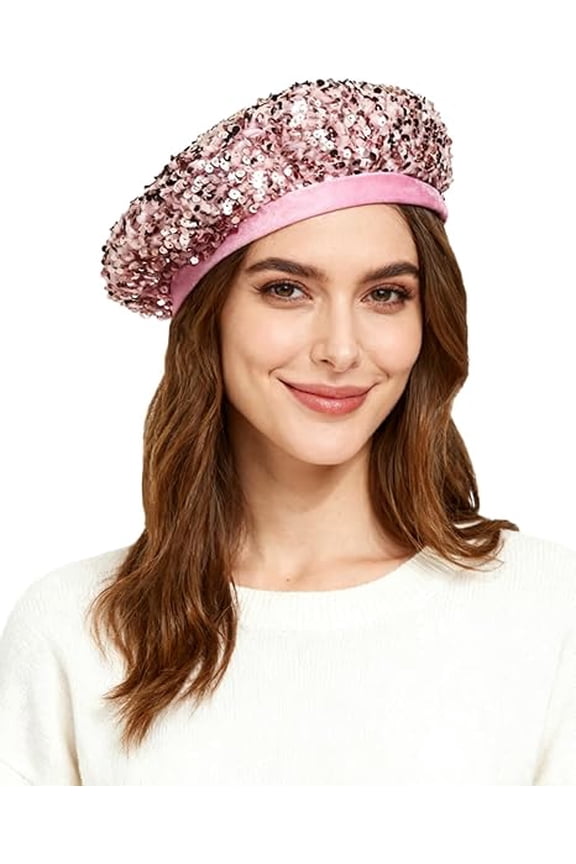 Sparkly Sequin Beret Hat, Vintage French Style Cap for Women, Ideal for Party, Daily Wear
