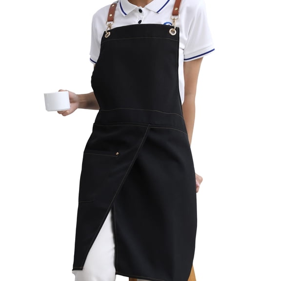 DOVACKA Split Leg Pottery Apron, Cross Back Chef Apron with Pockets & Adjustable Straps, for Cooking Baking BBQ Ceramic Gardening, Army Green