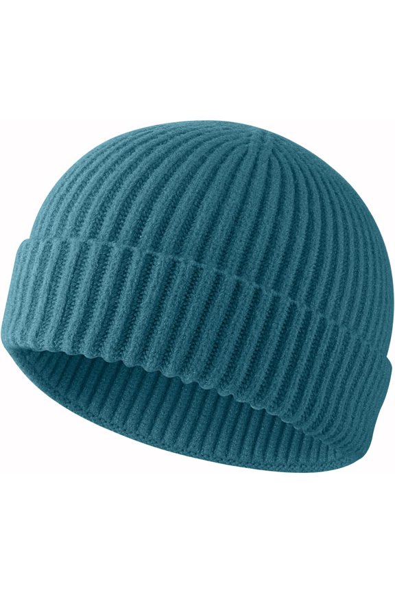 Swag Wool Knit Cuff Short Fisherman Beanie for Men Women, Winter Warm Hats