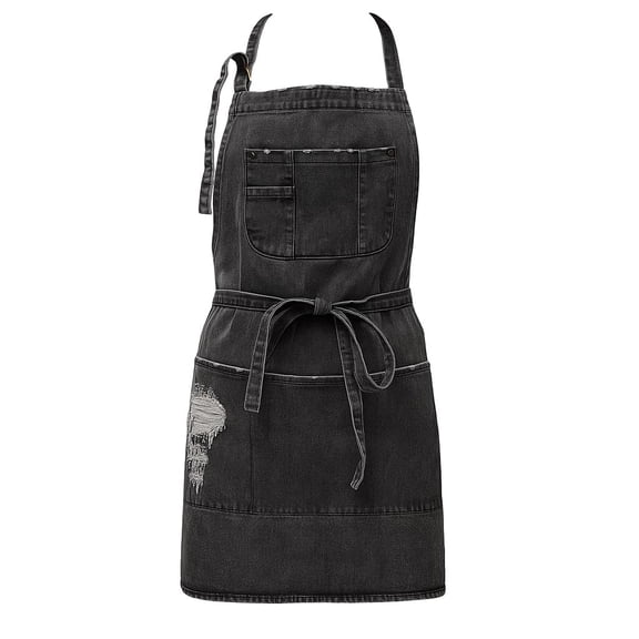 DOVACKA Unisex Denim Adjustable Bib Apron with 5 Pockets, for Kitchen Hairstylist Arts Cafe Work