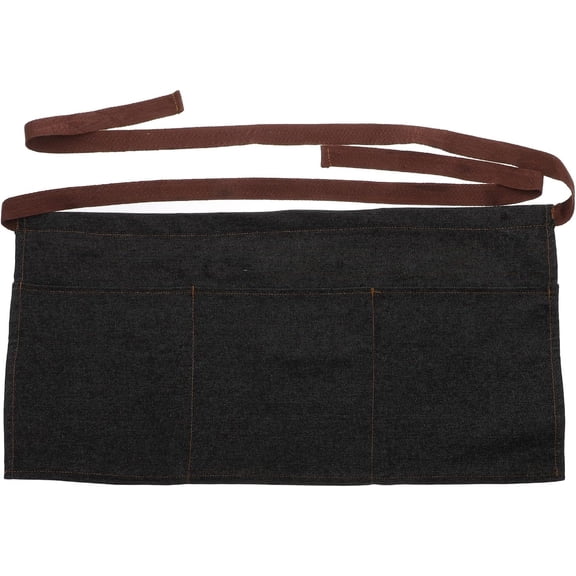 DOVACKA Unisex Denim Half Apron with 3 Pockets, 23.6"x11.4", Black for Chef Server Waitress Restaurant Work Home Kitchen