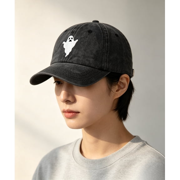 DOVACKA Unisex Ghost Embroidered Halloween Baseball Cap, Breathable Cotton Adjustable Spooky Hat, Funny Gift for Men Women