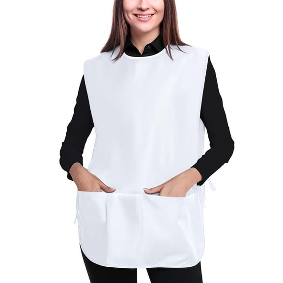 DOVACKA Unisex Smock Cobbler Apron with Side Ties & 3 Pockets, for Chef Kitchen Cleaning Hairstylist