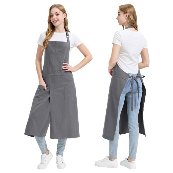 DOVACKA Unisex Split Leg Pottery Apron with 3 Pockets & Adjustable Strap, for Kitchen Ceramics