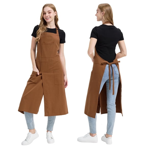 DOVACKA Unisex Split Leg Pottery Apron with 3 Pockets & Adjustable Strap, for Kitchen Ceramics