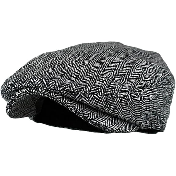 DOVACKA Vintage Ivy Newsboy Hat for Men, Premium Herringbone Tweed Wool Blend Flat Cap
