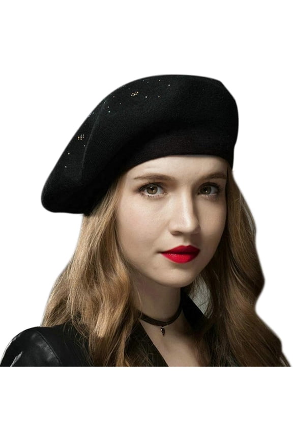 Women Beret Hat French Wool Beret Beanie Cap Classic Solid Color Autumn Winter Hats