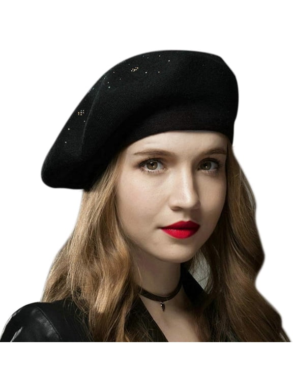 Women Beret Hat French Wool Beret Beanie Cap Classic Solid Color Autumn Winter Hats