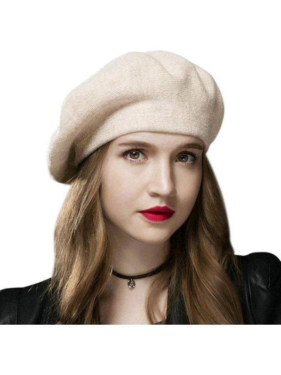 Women Beret Hat French Wool Beret Beanie Cap Classic Solid Color Autumn Winter Hats