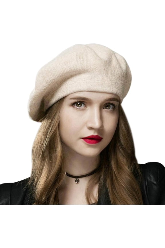 Women Beret Hat French Wool Beret Beanie Cap Classic Solid Color Autumn Winter Hats