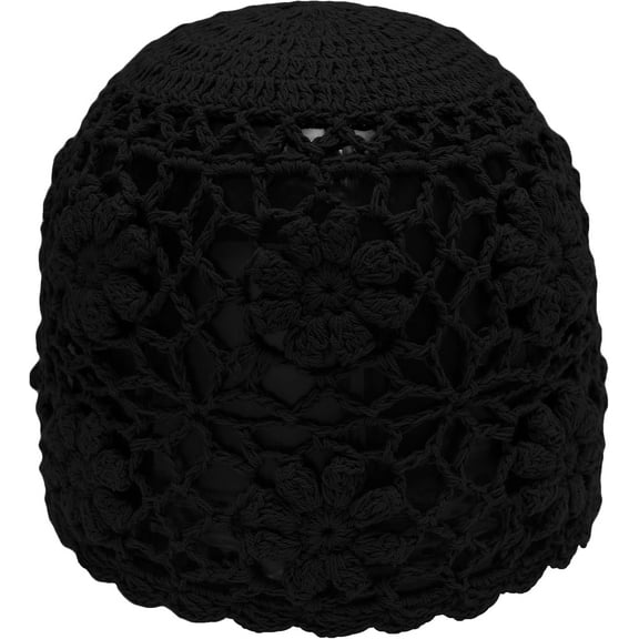 DOVACKA Women Cotton Crochet Skull Cap Handmade Knit Cutout Floral Beanie Hat