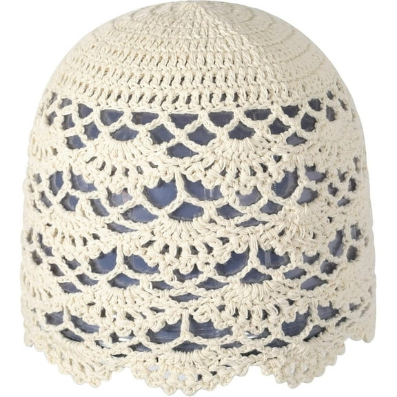 DOVACKA Women Cotton Crochet Skull Cap Handmade Knit Cutout Floral Beanie Hat