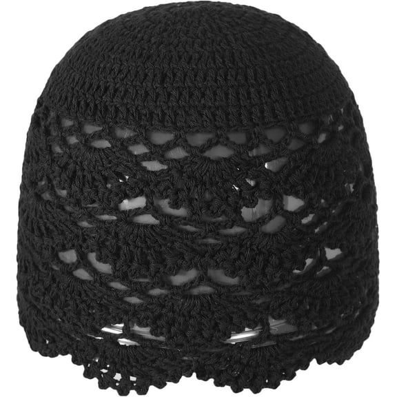 DOVACKA Women Cotton Crochet Skull Cap Handmade Knit Cutout Floral Beanie Hat