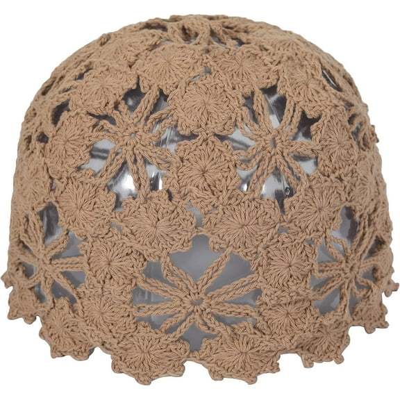 DOVACKA Women Cotton Crochet Skull Cap Handmade Knit Cutout Floral Beanie Hat