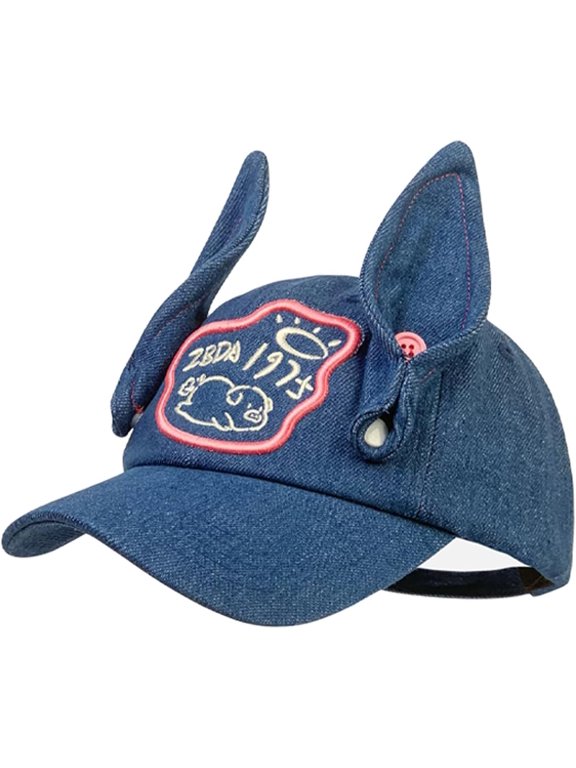Women's Cute Bunny Ears Y2K Baseball Cap, Grunge Aesthetic Trucker Hat with Adjustable Strap, Breathable Summer Gift