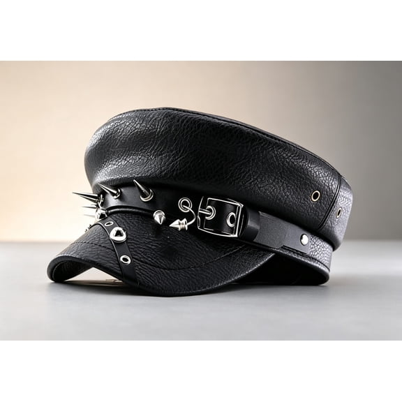 DOVACKA Women's Leopard Print PU Leather Newsboy Cap, Studded Punk Beret & Military Flat Top Hat, Adjustable Vintage Gift