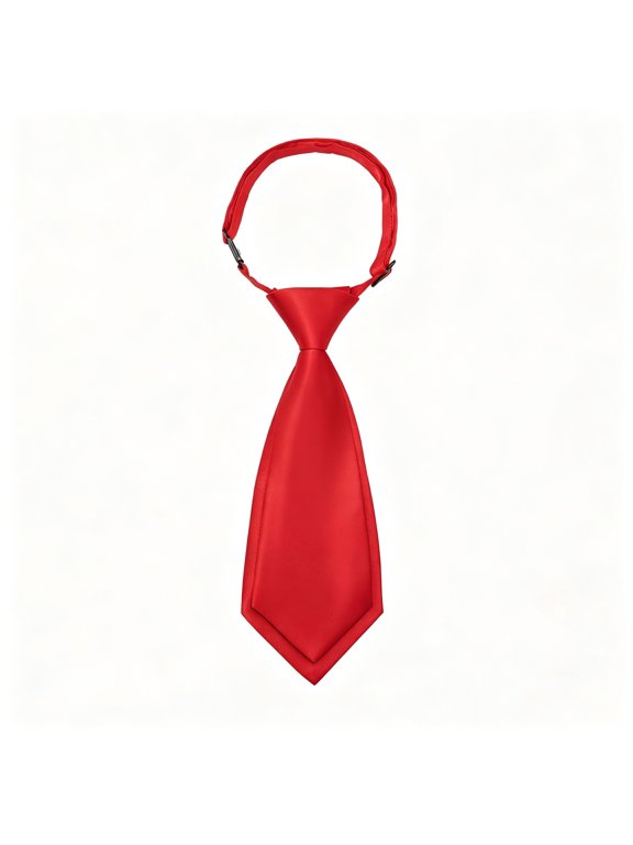 Women's Short Pre-Tied Adjustable Necktie, Solid Color Tie for School Cosplay Office Daily Uniforms