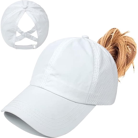 DOVACKA Womens Ponytail Hat Baseball Cap, Adjustable Criss Cross Baseball Cap High Bun Unisex Quick Drying Trucker Hats