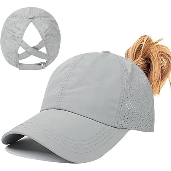 DOVACKA Womens Ponytail Hat Baseball Cap, Adjustable Criss Cross Baseball Cap High Bun Unisex Quick Drying Trucker Hats