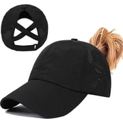 DOVACKA Womens Ponytail Hat Baseball Cap, Adjustable Criss Cross Baseball Cap High Bun Unisex Quick Drying Trucker Hats