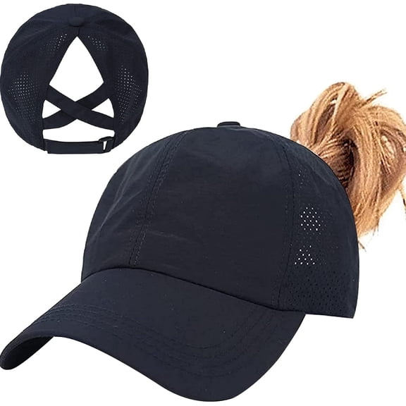 DOVACKA Womens Ponytail Hat Baseball Cap, Adjustable Criss Cross Baseball Cap High Bun Unisex Quick Drying Trucker Hats