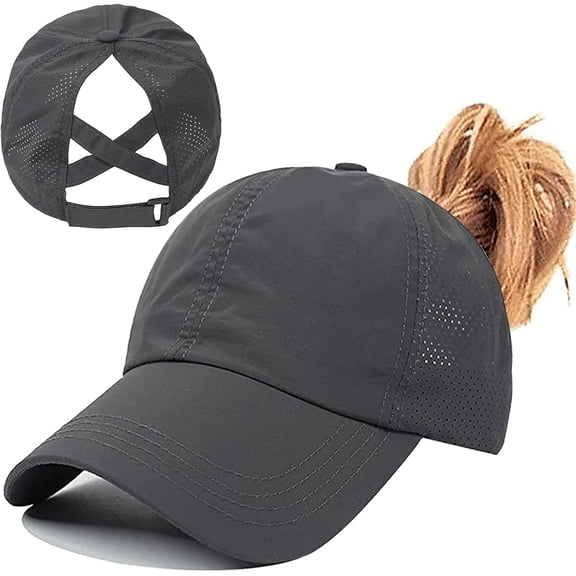 DOVACKA Womens Ponytail Hat Baseball Cap, Adjustable Criss Cross Baseball Cap High Bun Unisex Quick Drying Trucker Hats