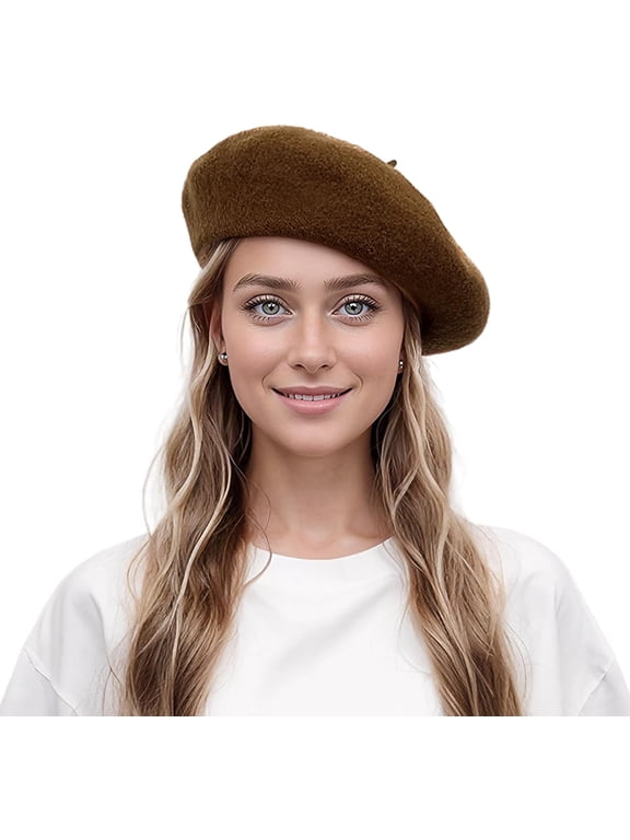 Wool Blend Women Beret Hat French Beret Cap Winter Fashion Solid Color Hat for Women Girls Lady