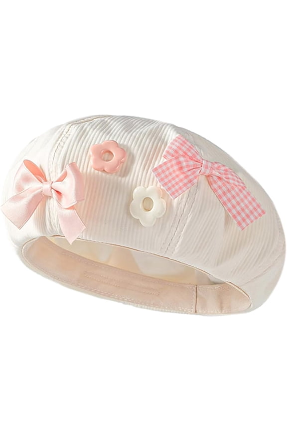 Y2K Preppy French Beret, Cute Kawaii Bow Lolita Style Trendy Artist Painter Beanie Cap