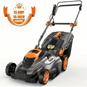 DOVAMAN 13 Amp Electric Lawn Mower, 16-Inch Cutting Width, 5 Adjustable Mowing Heights, 3-Step Foldable Handle, and Collection Bag with Full Indicator, Corded Lawn Mower for Your Garden