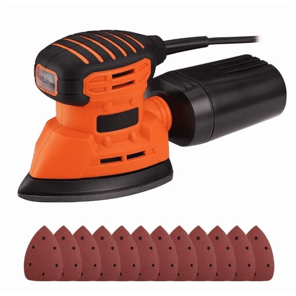 Detail Sander, 130W Hand Sander with Vacuum Dust Collector, 12000RPM Palm Sander, Compact Electric Sander for Wood & Metal, 12 Sandpapers