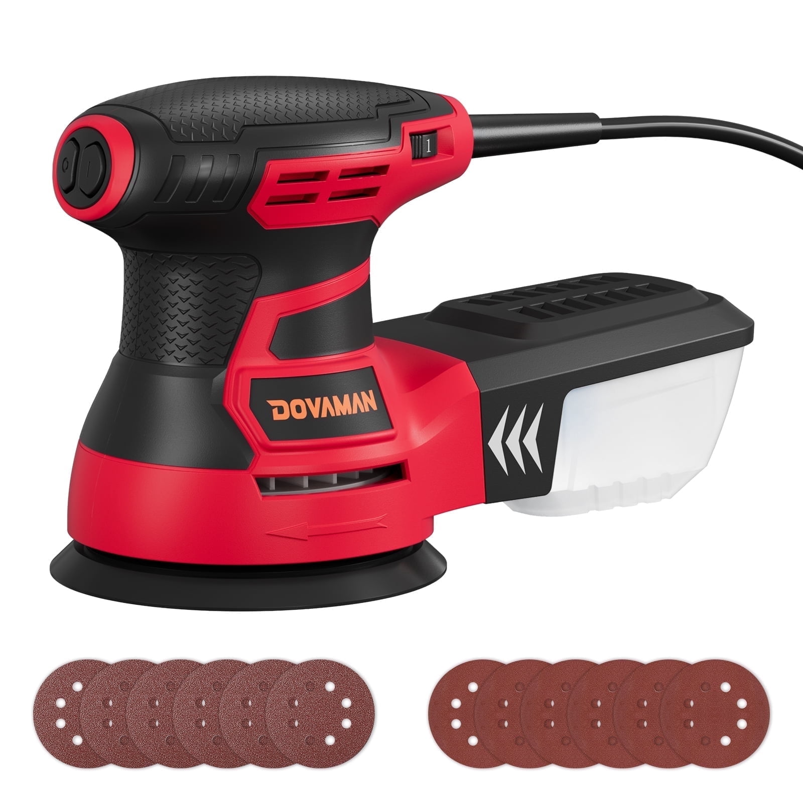 DOVAMAN 3A Orbital Sander, 6-Speed Random Orbit Sander, 13000 RPM, 5" Sanding Pad, Dust Collection, 12 Sandpapers Included, Ideal for Woodworking - ROS01A