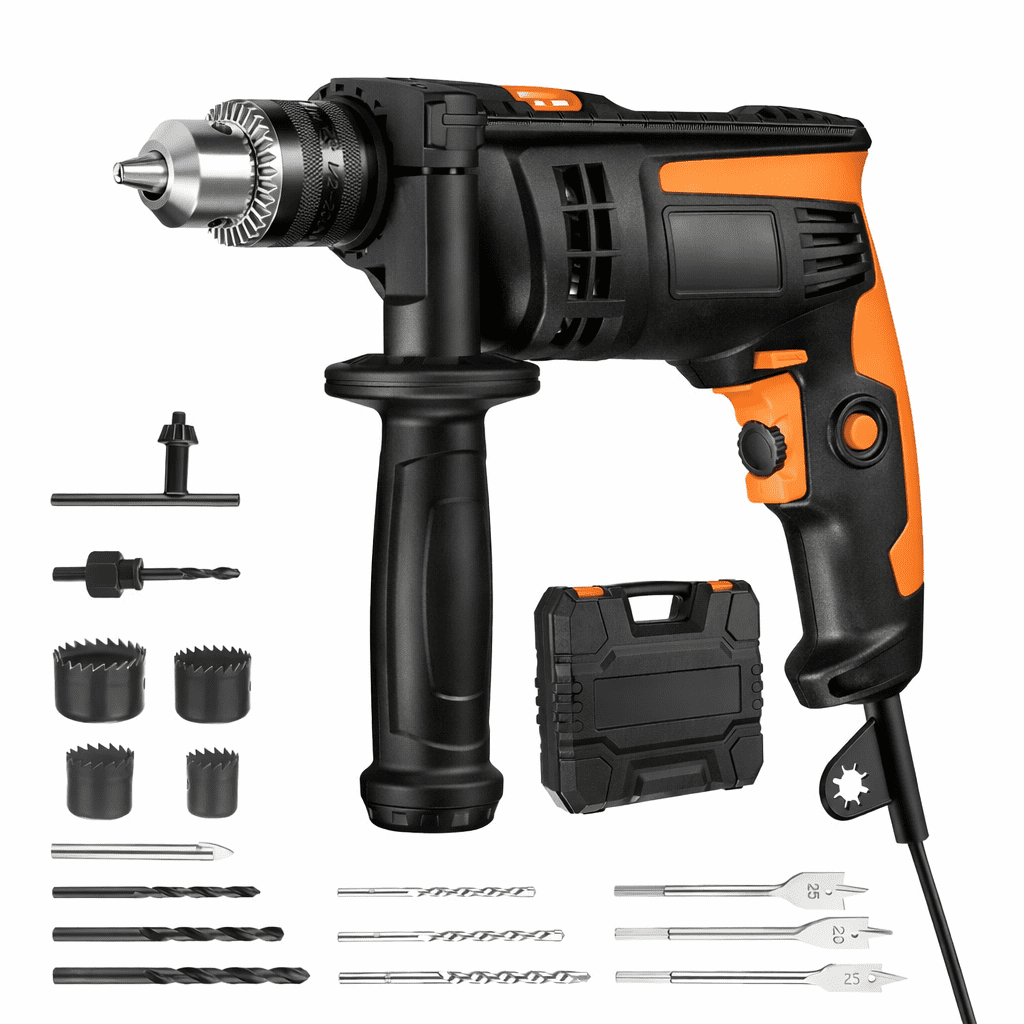 DOVAMAN 850W Electric Hammer Drill, 0–3000RPM Variable Speed, 13mm Metal Chuck, Corded Impact Drill for Concrete, Steel & Wood, with Drill Bits & Carrying Case