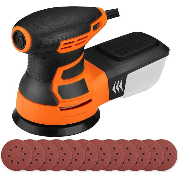 DOVAMAN Random Orbital Sander, 3 Amp, 5 Inch, Corded, Variable Speed, Dust Box, 12pcs Sanding Discs