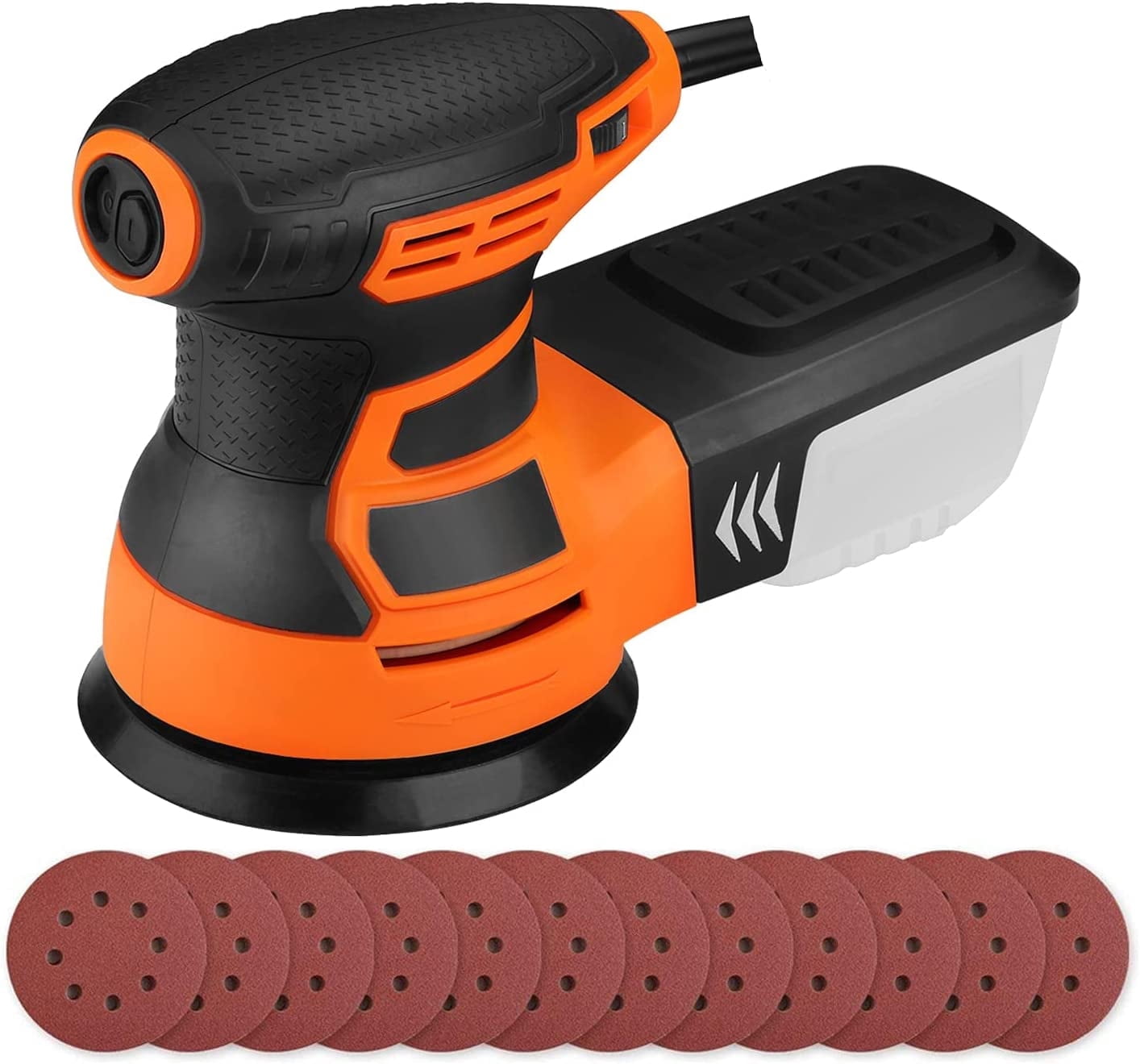 DOVAMAN Random Orbital Sander, 3 Amp, 5 Inch, Corded, Variable Speed, Dust Box, 12pcs Sanding Discs