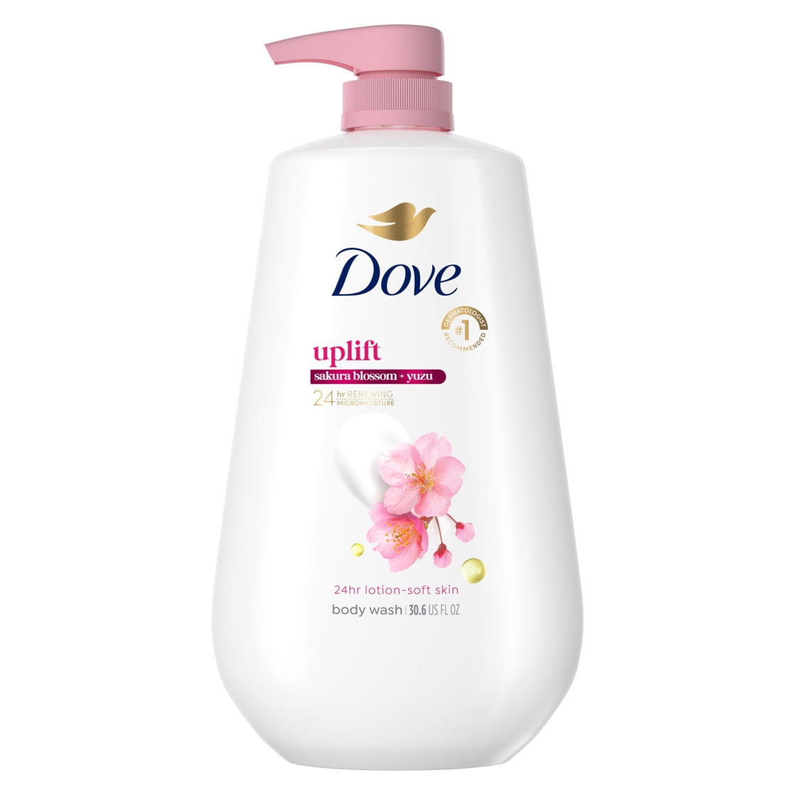 Dove Sakura Body Wash for 24hr Lotion-Soft Skin Uplift Sakura Blossom & Yuzu Moisturizing Skin Cleanser with No Sulfates No Parabens, 30.6 fl oz