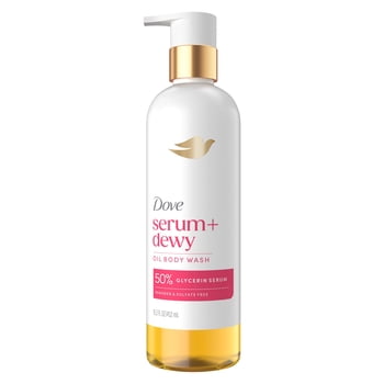 Dove Coconut & Geranium Oil Body Wash for Women Serum + Dewy for Hydrated & Repaired Skin, 15.3 fl oz