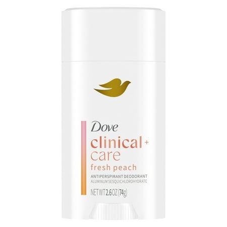 Dove Clinical + Care Antiperspirant Deodorant Invisible Solid Stick For Women Fresh Peach 2.6 oz