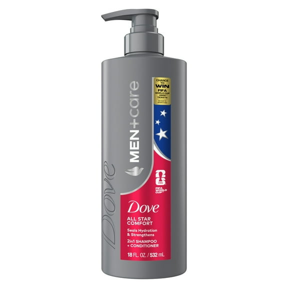 Dove Men+Care Limited Edition FIFA Shampoo & Conditioner Seal Hydration & Strengthen Hair All Star Comfort, 18 fl oz