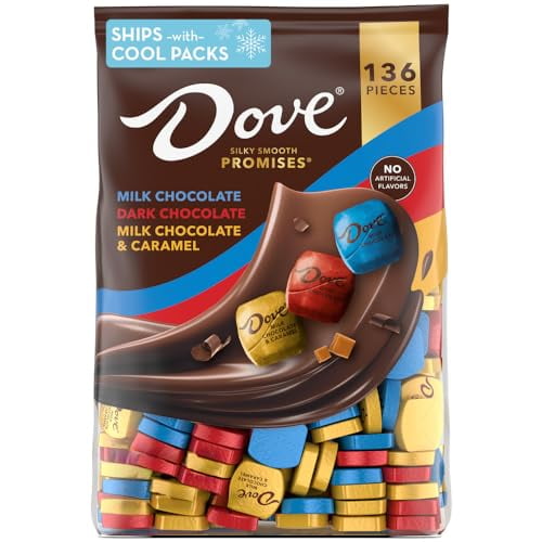 DOVE PROMISES Milk Chocolate, Dark Chocolate and Milk Chocolate & Caramel Assorted Chocolate Candy, 136 Ct Bulk Bag